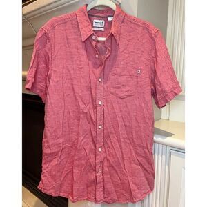 Timberland Men’s Red Short Sleeve Button Down 100% ORGANICALLY GROWN COTTON Sz L